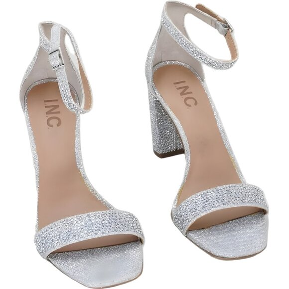 INC International Concepts Lexini Rhinestone Sandals Silver Women's US 6M - Picture 1 of 6